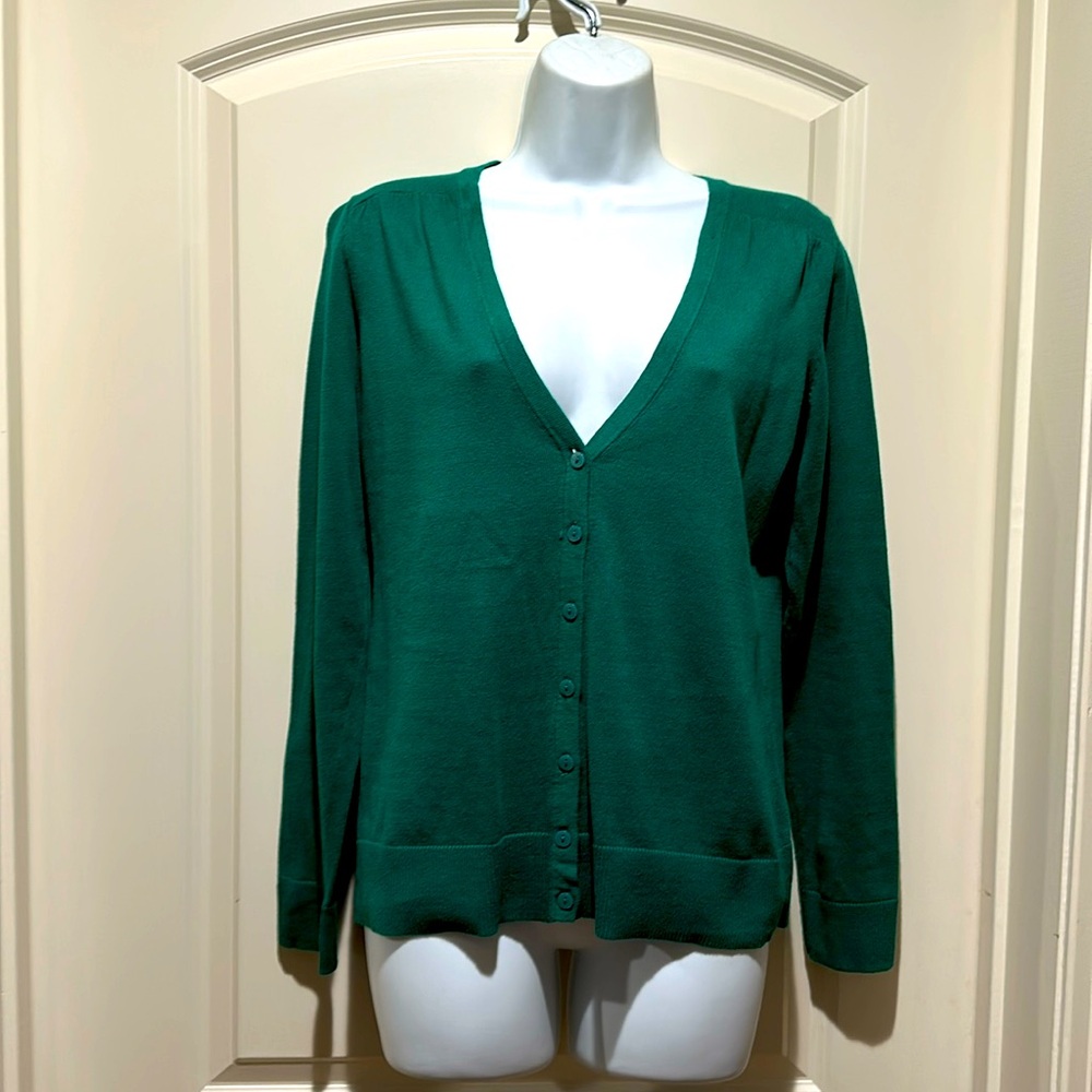 LOFT Cardigan. Green. Size Small